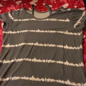 Teal & white striped shirt